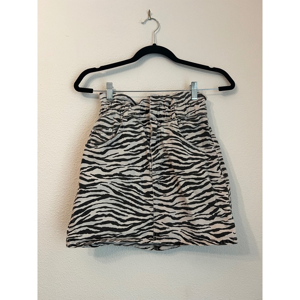 Zara TRF Collection Zebra Print Mini Skirt‎ Elastic Waistband XS